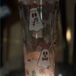 Festive Ghost Holiday Water Bottle snow globe